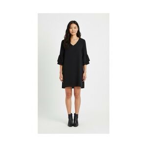 Chic Black V-Neck Dress | Ruffle Sleeves | Work to Evening
